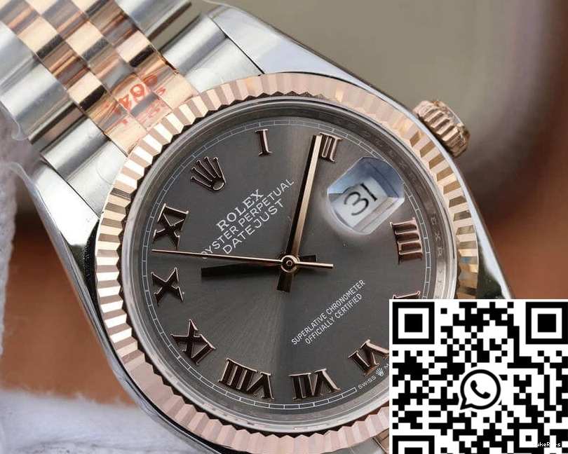 116231-0087 Rolex Factory Datejust Rose Dial Gold Silver 36MM GM 0130